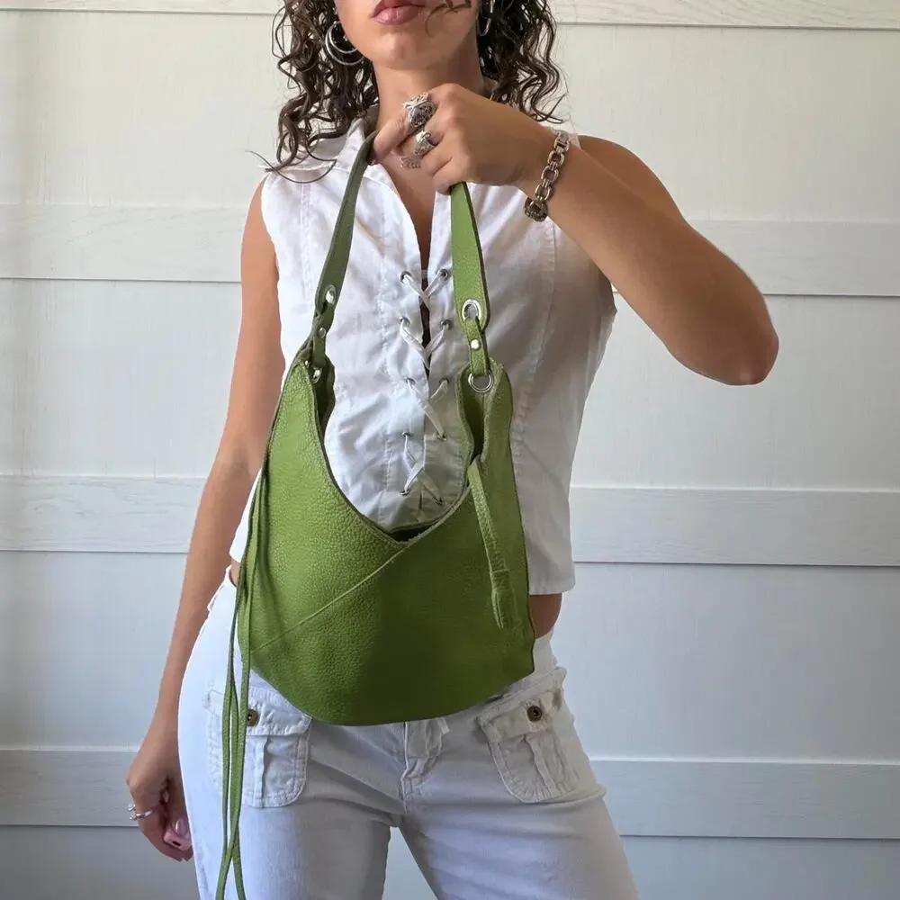 Soft pebbled leather shoulder bag
